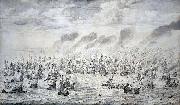 willem van de velde  the younger The Battle of Terheide, 10 August 1653: episode from the First Anglo-Dutch War Sweden oil painting artist